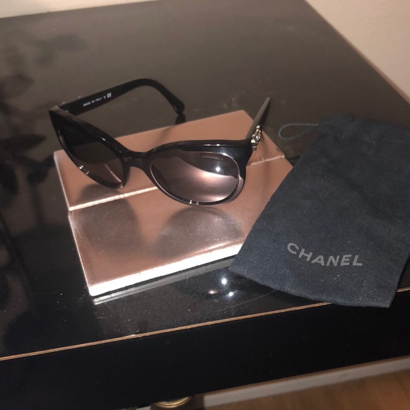 CHANEL Accessories - Chanel Cat Eye- Black with Silver Logo